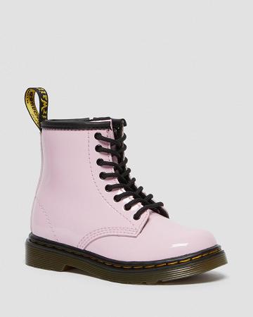 Dr Martens Toddler 1460 Lak Læder Snørestøvler Børn Lyserød | DK 701FDN